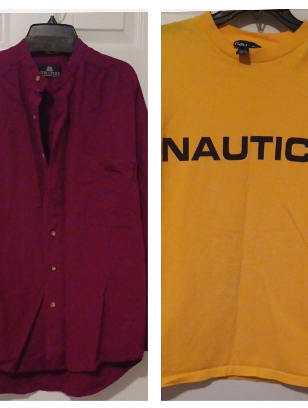 Nautica Men's Bright Yellow Logo Tee And Structure Button Down Shirt Size Small